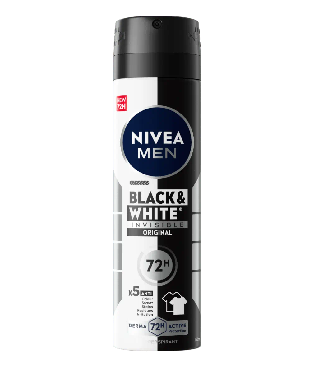 Nivea spray men black & white ml.150 72h
