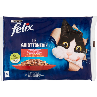 FELIX GHIOTTONERIE GATTO MANZO POLLO GR.85X4
