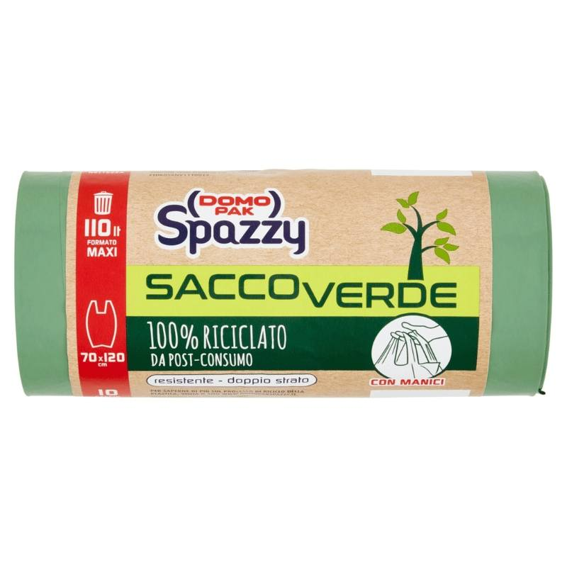 DOMOPAK SACCO VERDE CON MANICI LT.110 PZ.10 DOMOPAK SACCO VERDE CON MANICI LT.110 PZ.10