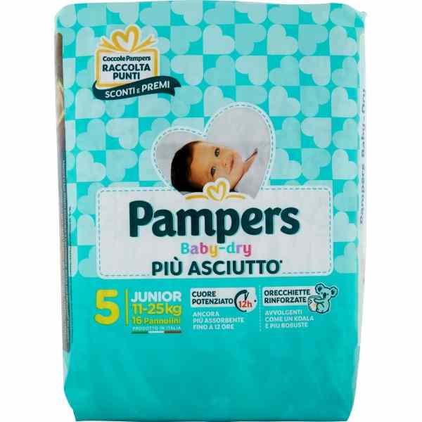 PAMPERS PANNOLINI BABYDRY JUNIOR PZ.16 PAMPERS PANNOLINI BABYDRY JUNIOR PZ.16