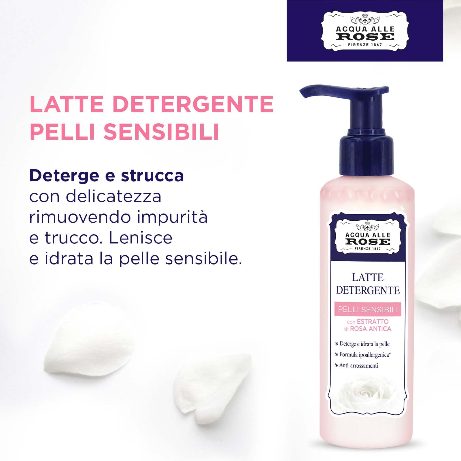 ACQUA ALLE ROSE LATTE DETERGENTE LENITIVO ML.200 ACQUA ALLE ROSE LATTE DETERGENTE LENITIVO ML.200