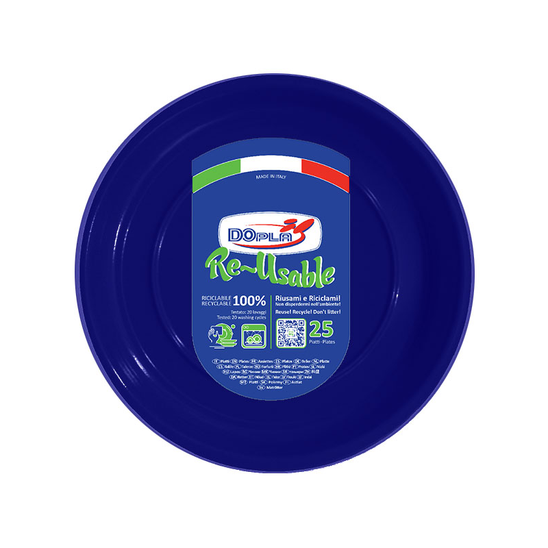 DOPLA PIATTI PIANI RITILIZZABILI BLU PZ.25 DOPLA PIATTI PIANI RITILIZZABILI BLU PZ.25