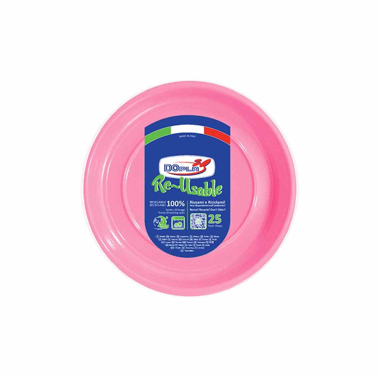 Dopla piatto riutil.dessert rosa pz.25 d.170 Dopla piatto riutil.dessert rosa pz.25 d.170
