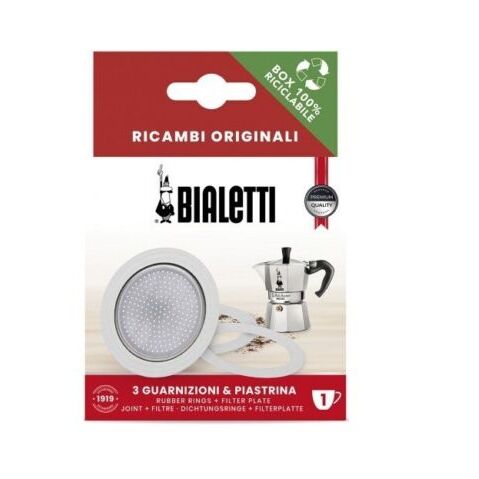 BIALETTI 3 GUARNIZIONI + 1 PIASTRINA TZ.1 BIALETTI 3 GUARNIZIONI + 1 PIASTRINA TZ.1