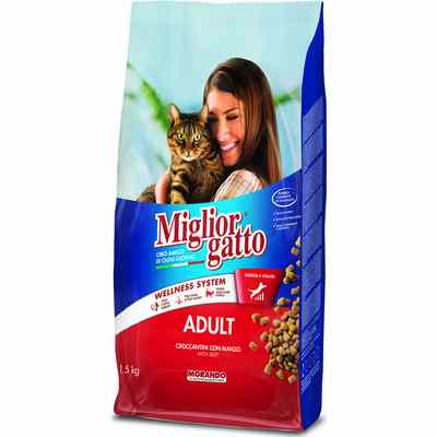 MIGLIOR GATTO CROCCANTINI ADULT MANZO KG.1.5