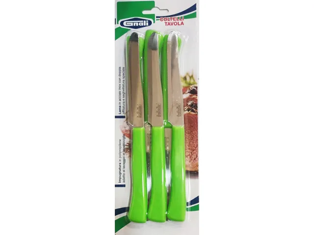 Gnali coltello tavola verde 6 pezzi