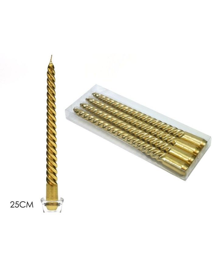 SET 4 CANDELE TORCIGLIONI ORO CM.25