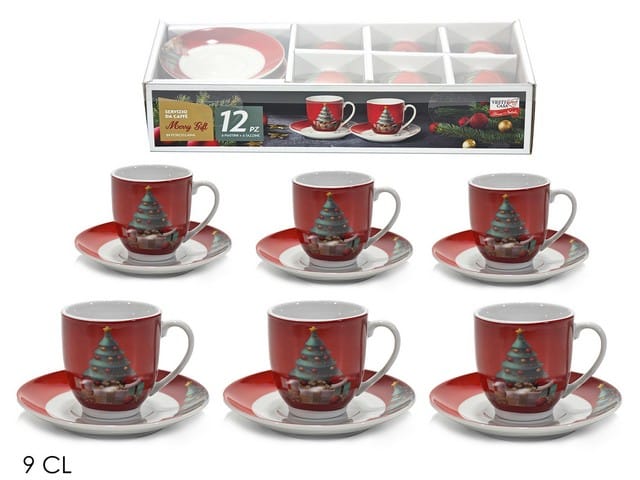 Tazze caffe` con piatt.natalizie pz.6 524203a