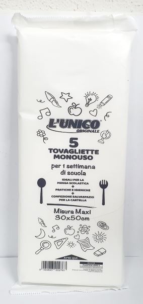 UNICO TOVAGLIETTE MONOUSO PZ.5 CM.30X50 UNICO TOVAGLIETTE MONOUSO PZ.5 CM.30X50