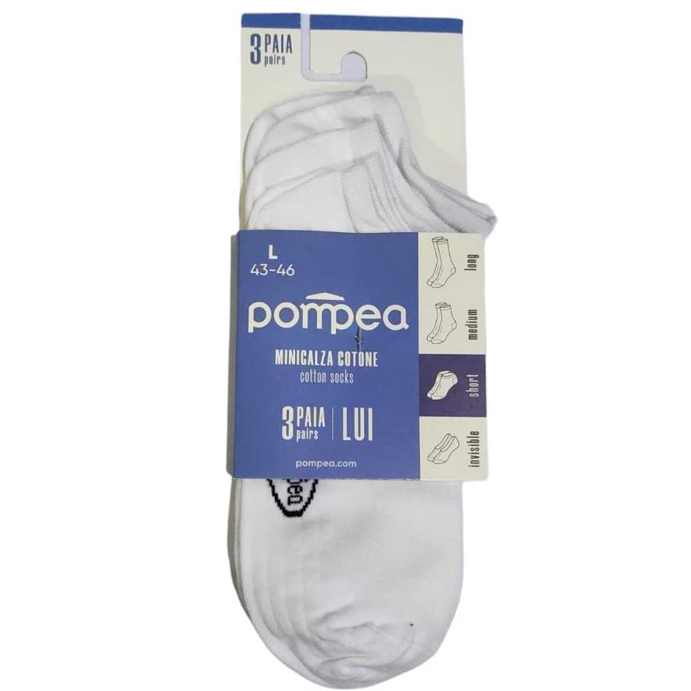 POMPEA MINICALZA COTONE BIANCO X3 SIZE. 43/46 POMPEA MINICALZA COTONE BIANCO X3 SIZE. 43/46