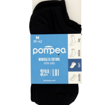 POMPEA MINICALZA COTONE NERO X3 SIZE 39/42 POMPEA MINICALZA COTONE NERO X3 SIZE 39/42