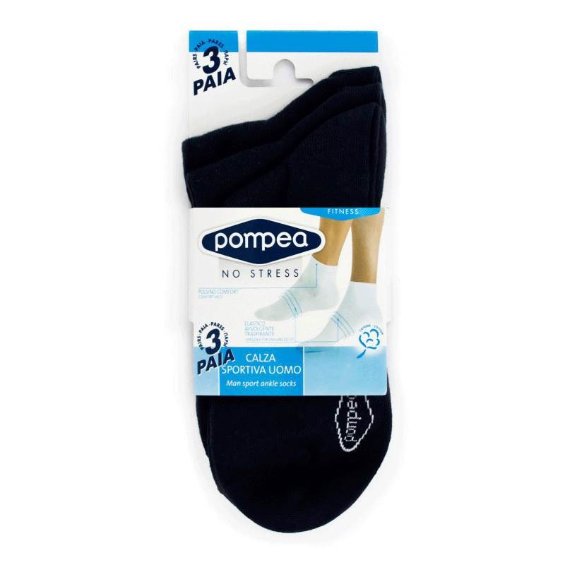 POMPEA MINICALZA COTONE NERO X3 SIZE 43/46