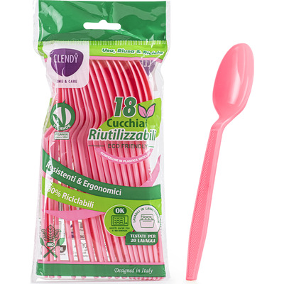 CLENDY CUCCHIAI ROSA RIUTILIZZABILI PZ.18 CLENDY CUCCHIAI ROSA RIUTILIZZABILI PZ.18