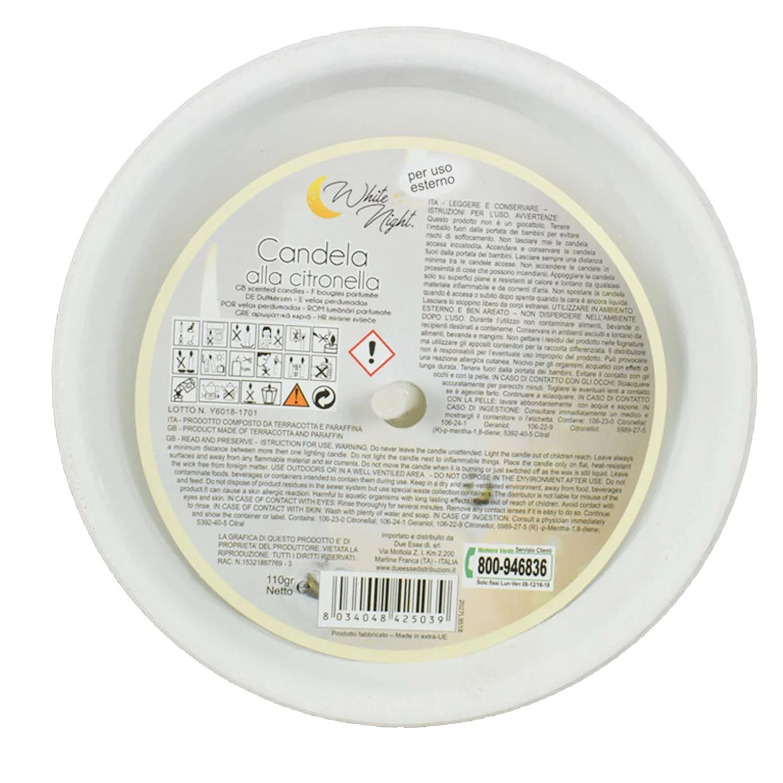 Coccio citronella bianca cm.14,5
