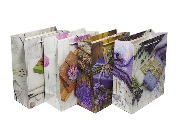 Busta regalo con disegno saponi cm.44x31x12