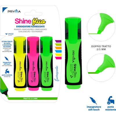 PRYMA 3 EVIDENZIATORI SHINE PUNTA SCALPEL.
