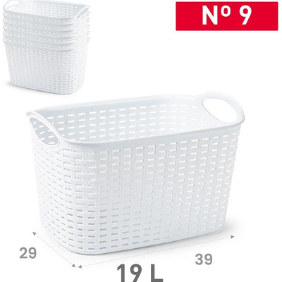Plastic f.cesta rattan bianco lt.19