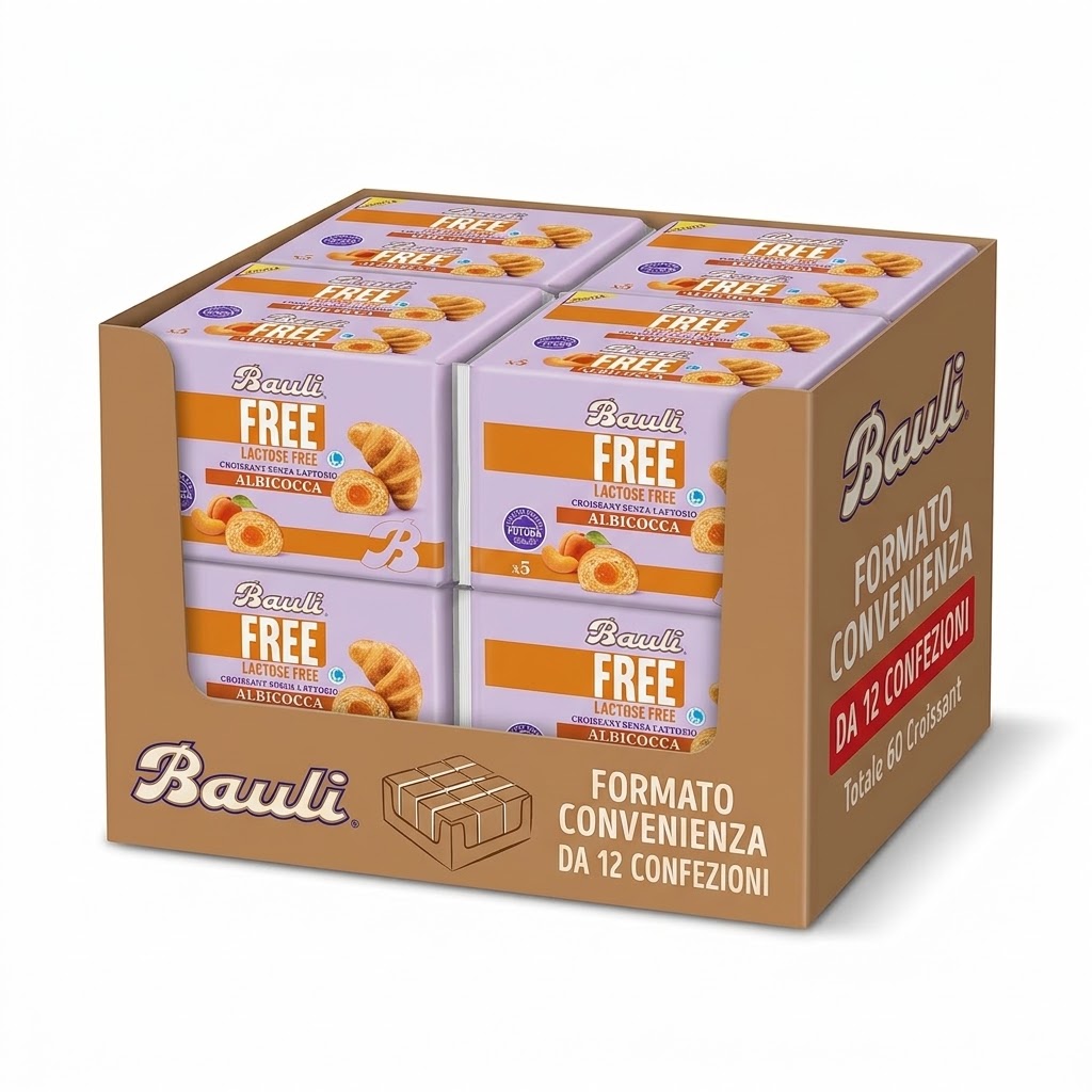 Bauli free cornetti albicocca s/lattosio 12 x 225g