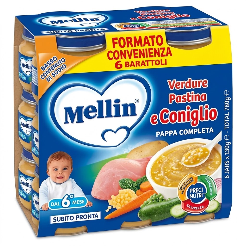 6 x mellin pappa completa coniglio gr.250x2