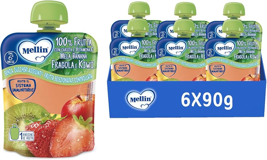 6 x mellin pouch fragola kiwi gr.90