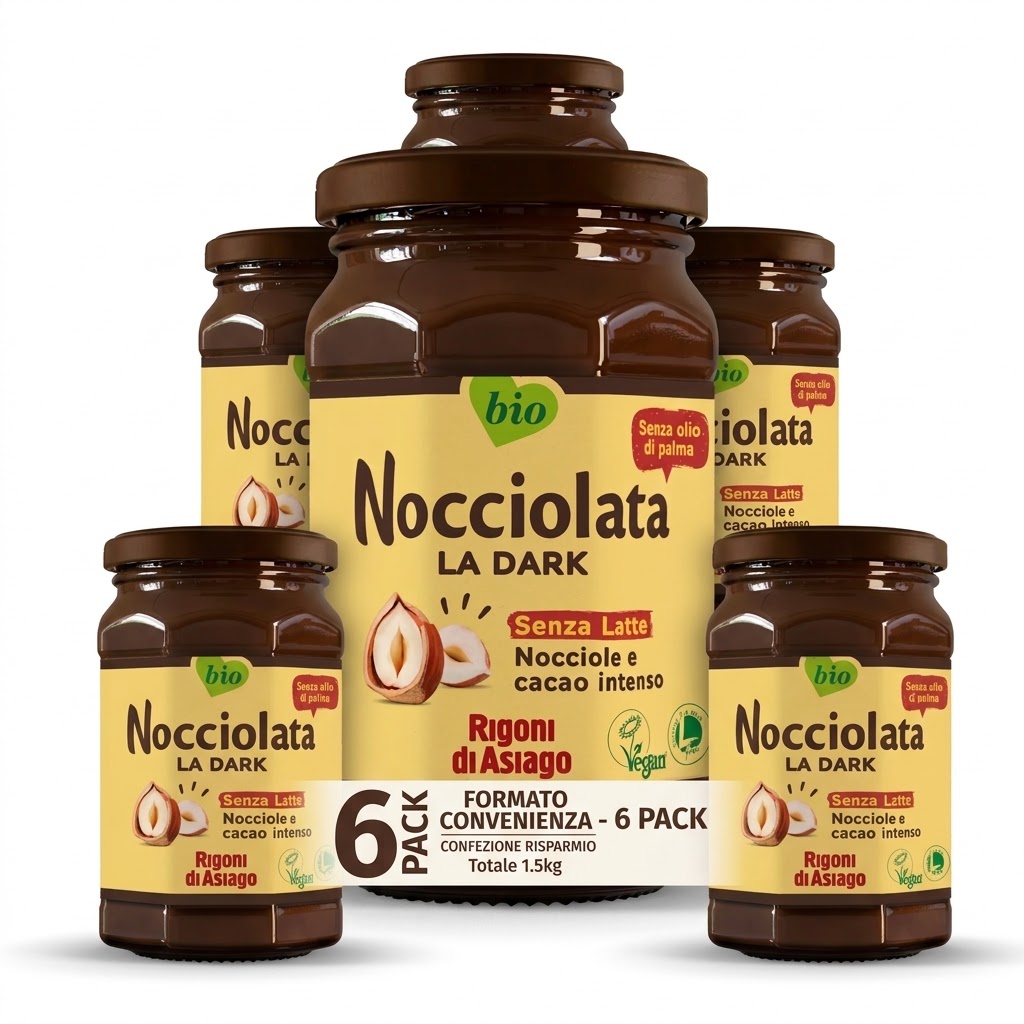 6 x rigoni crema nocciolata cacao gr.400