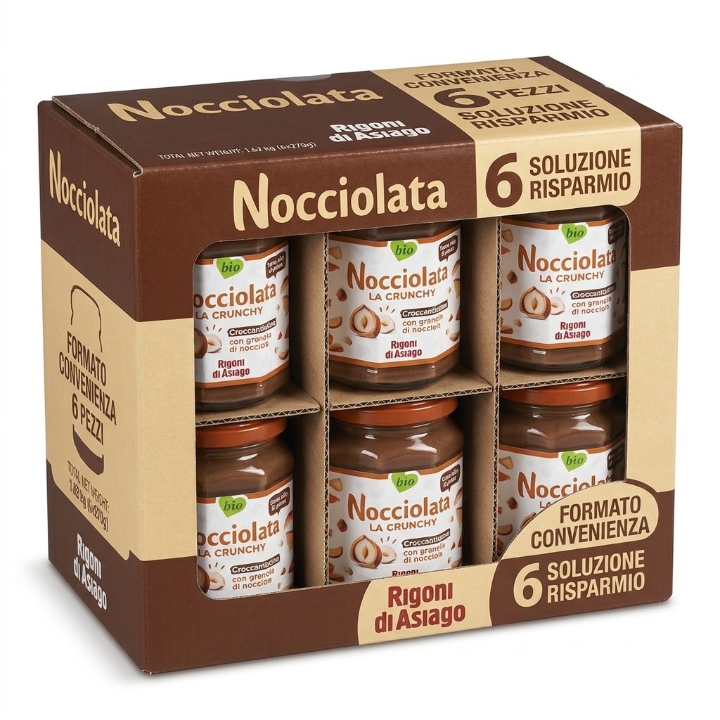 6 x rigoni nocciolata bio crunchy gr.250