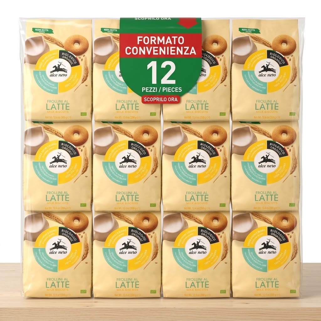 12 x alce nero frollini al latte bio gr.350