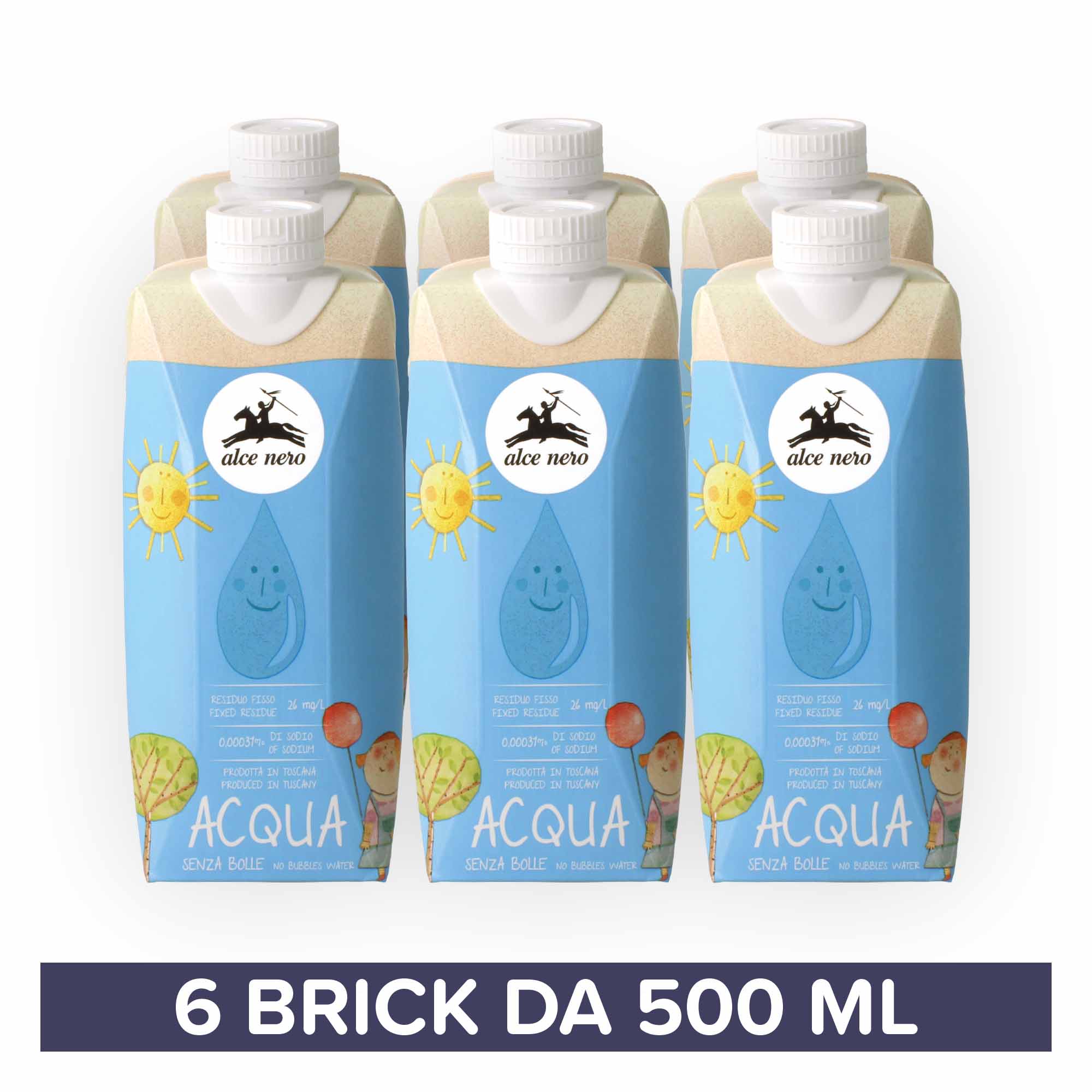6 x alce nero baby acqua microfiltrata 500ml