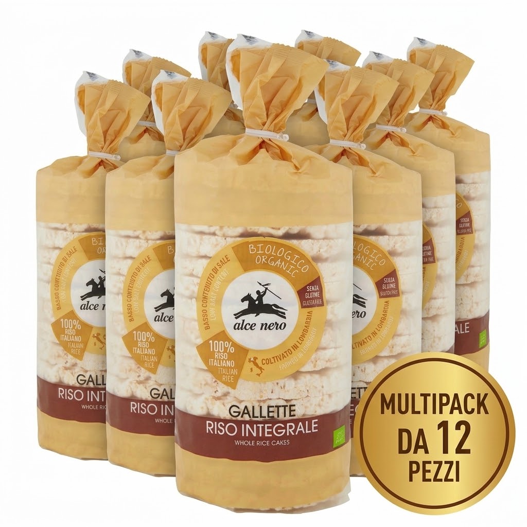12 x alce nero gallette riso integrale bio gr.100