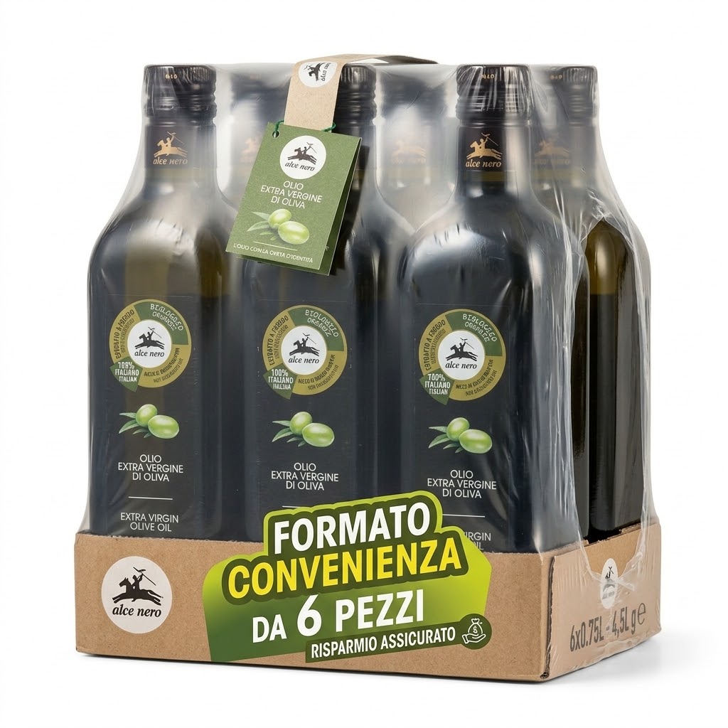 6 x alce nero olio extra vergine bio ml.750